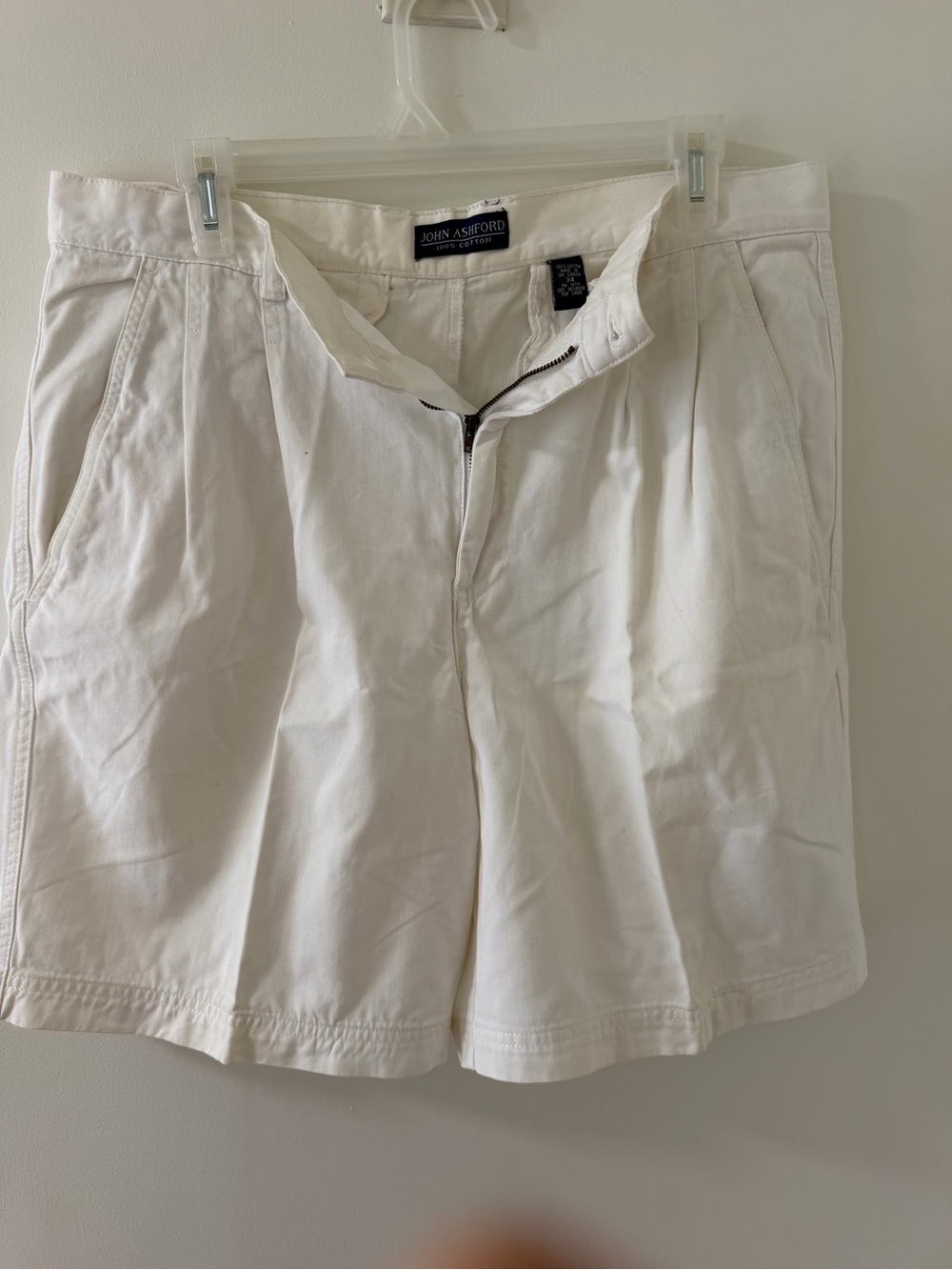 John Ashford Cream-White Men's‎ Flat Front Shorts